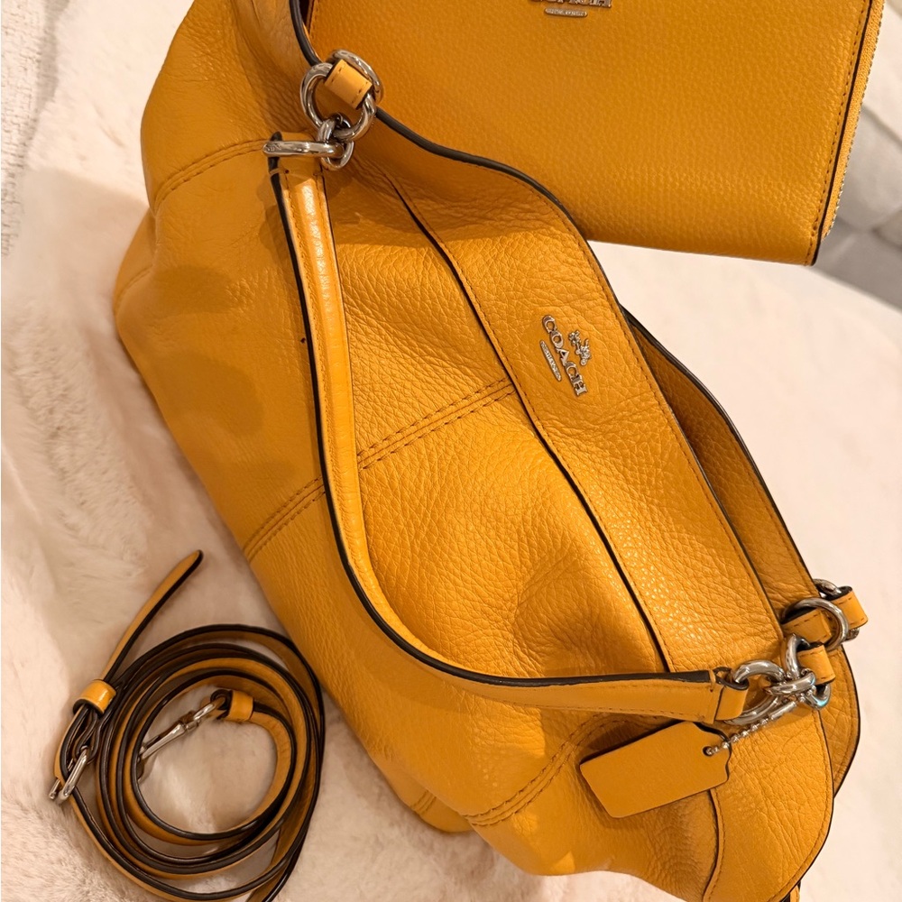 Coach Mustard Leather Shoulder Bag